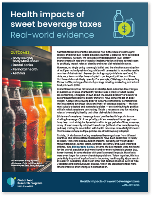 Thumbnail image of sweet beverage taxes outcomes fact sheet